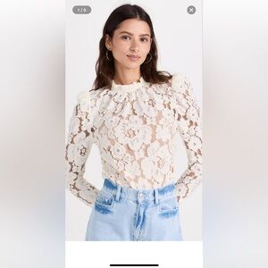 Wayf Cream Floral Lace Blouse NWT size small